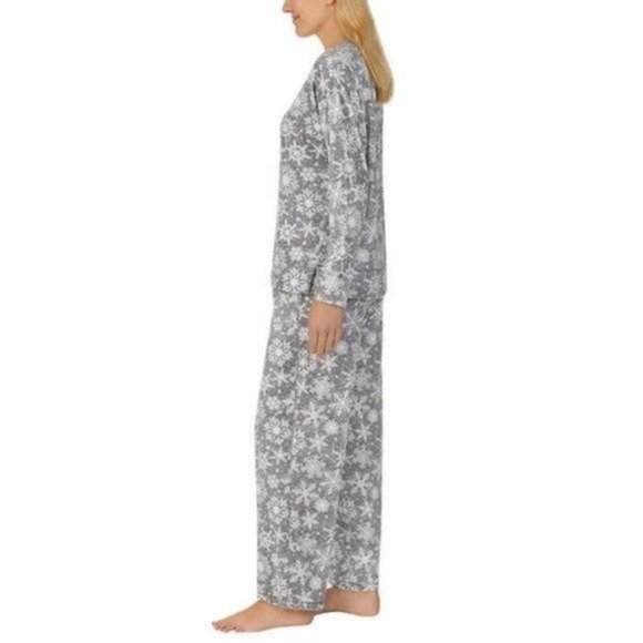 25. NWT Nautica 2-Piece Gray Snowflake Long Sleeve Fleece Pajama Set Small - Picture 7 of 7